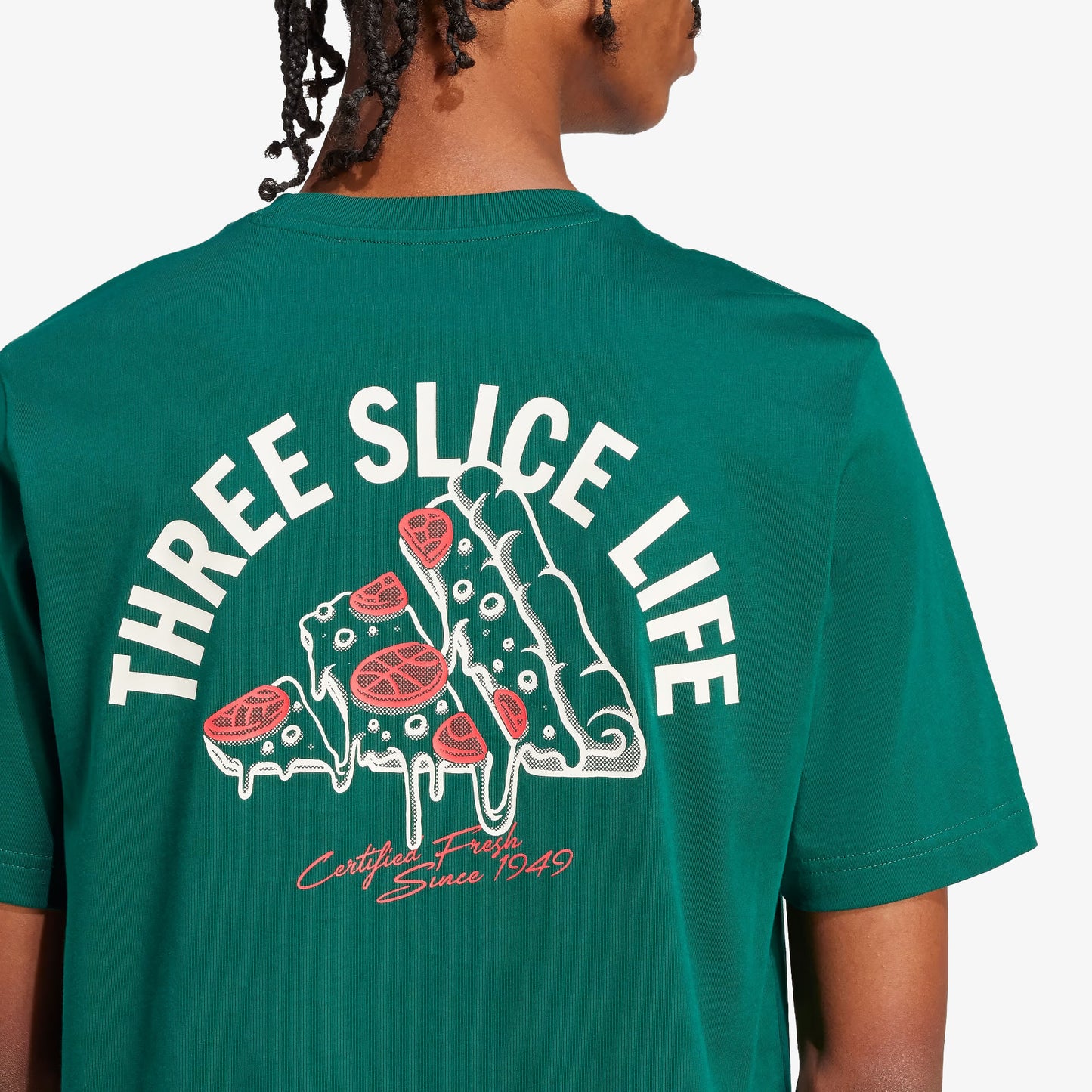 Camiseta Adidas Lounge Pizza Hombre Verde Estampada