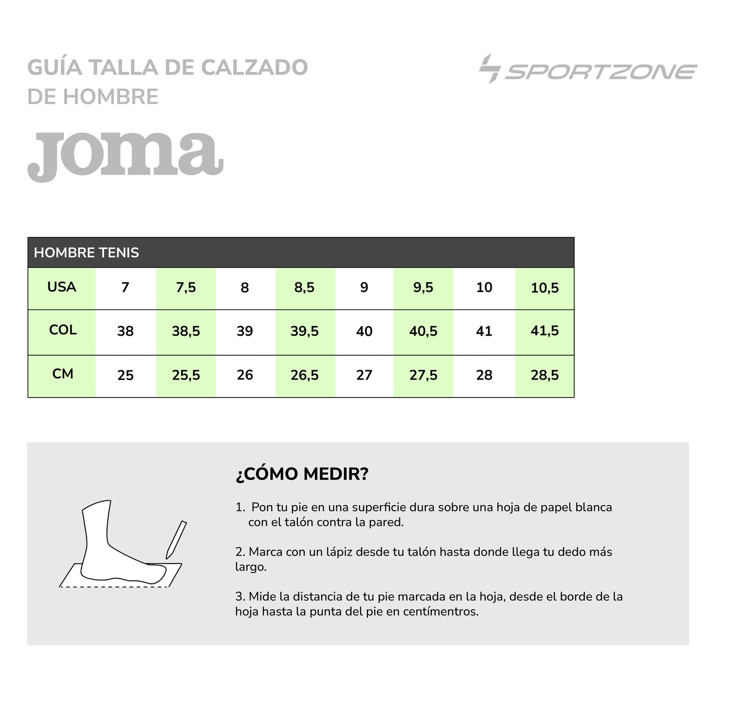 Guía de Tallas Joma