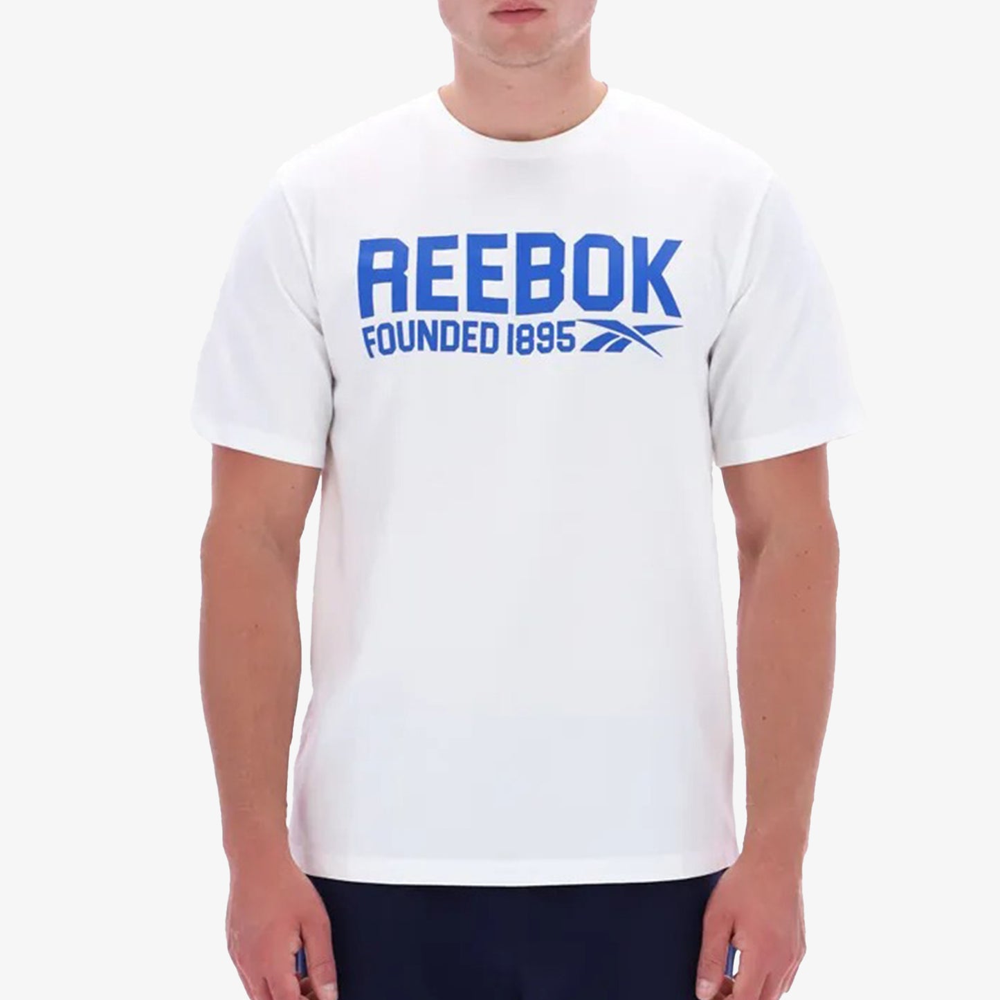 Camiseta Reebok Ethan Ss Crewneck Tee Hombre Blanco Azul