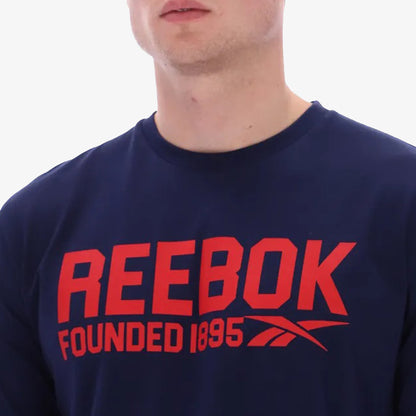 Camiseta Reebok Ethan Ss Crewneck Tee Hombre Azul Rojo