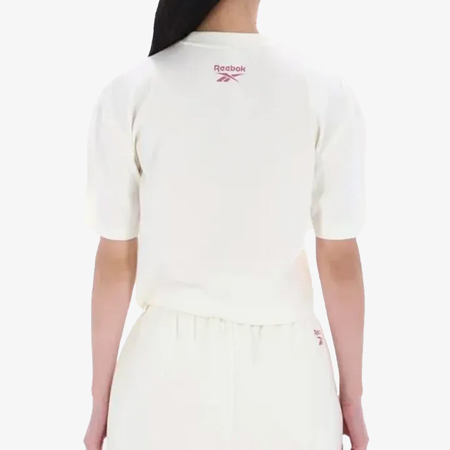 Camiseta Reebok Crop Varsity Arch Mujer Blanco Rosa