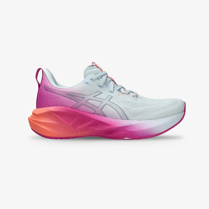 Tenis Asics Novablast 5 Mujer Gris Fucsia