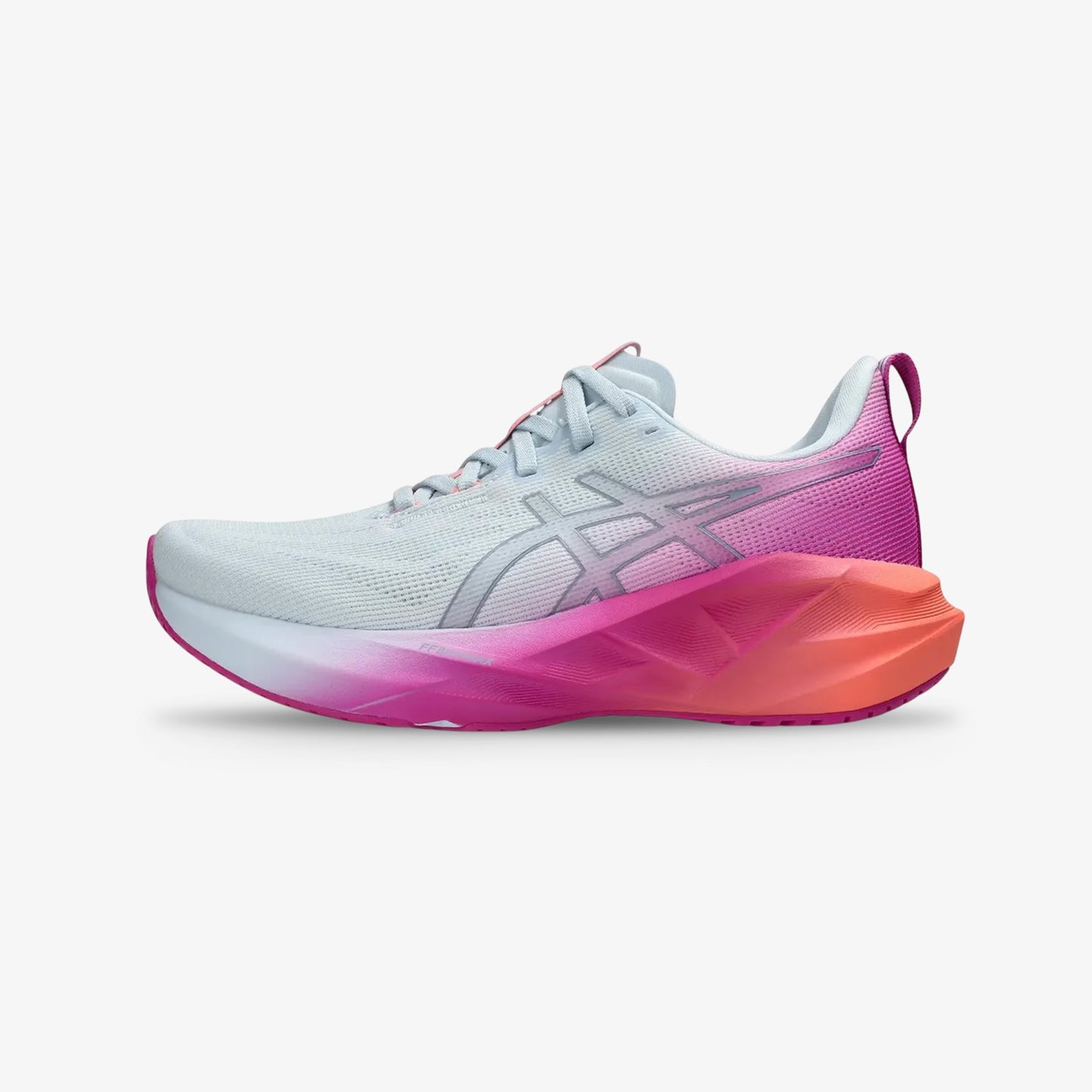 Tenis Asics Novablast 5 Mujer Gris Fucsia