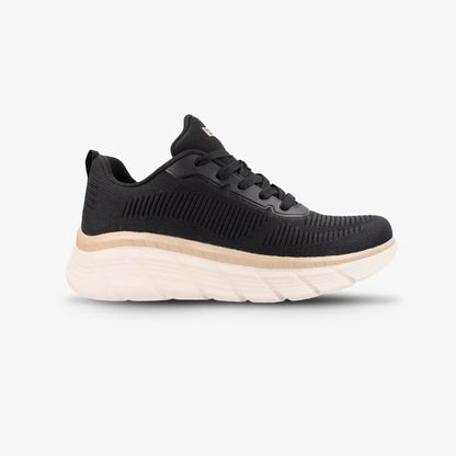 Tenis Skechers Bobs Sport B Flex Hi Mujer Negro Dorado