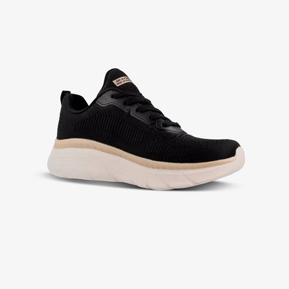 Tenis Skechers Bobs Sport B Flex Hi Mujer Negro Dorado