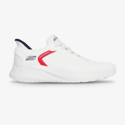 Tenis Skechers Bobs Squad Chaos Hombre Blanco Rojo