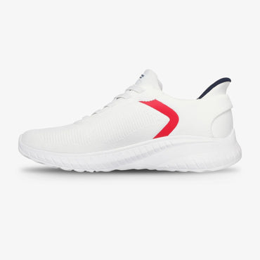 Tenis Skechers Bobs Squad Chaos Hombre Blanco Rojo
