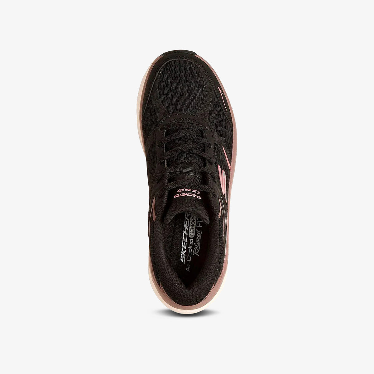 Tenis Skechers D'Lux Walker 3.0 Mujer Negro Rosa