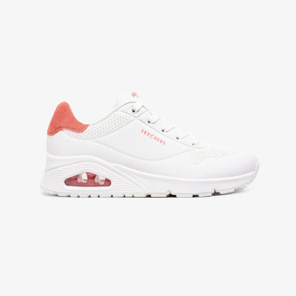 Tenis Skechers Uno Pop Back Mujer Blanco Rosado