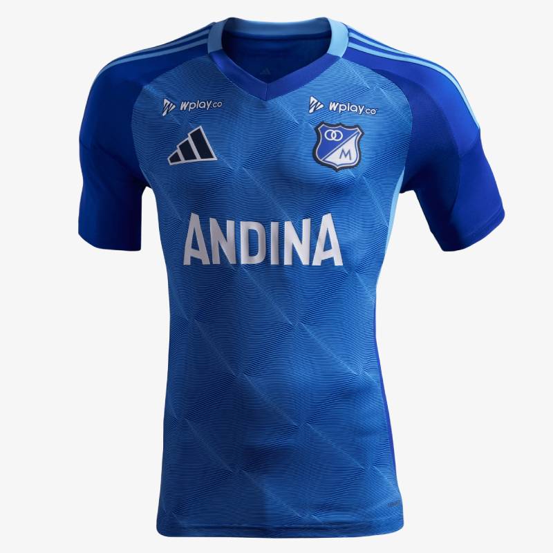 Camiseta Adidas Millonarios 2025 Hombre Azul Blanco
