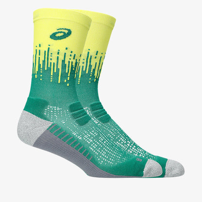 Medias Asics Performance Run Unisex Verde Amarillo