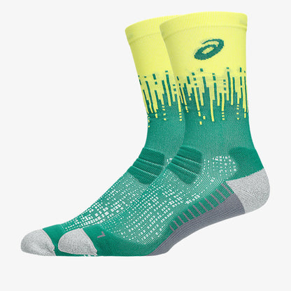 Medias Asics Performance Run Unisex Verde Amarillo