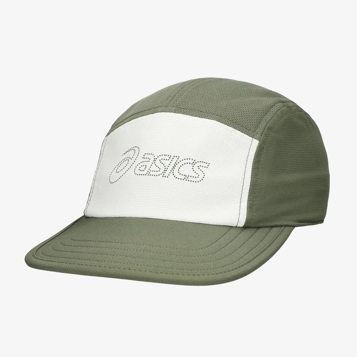 Gorra Asics Performance Run 5 Panel Unisex Verde Blanco