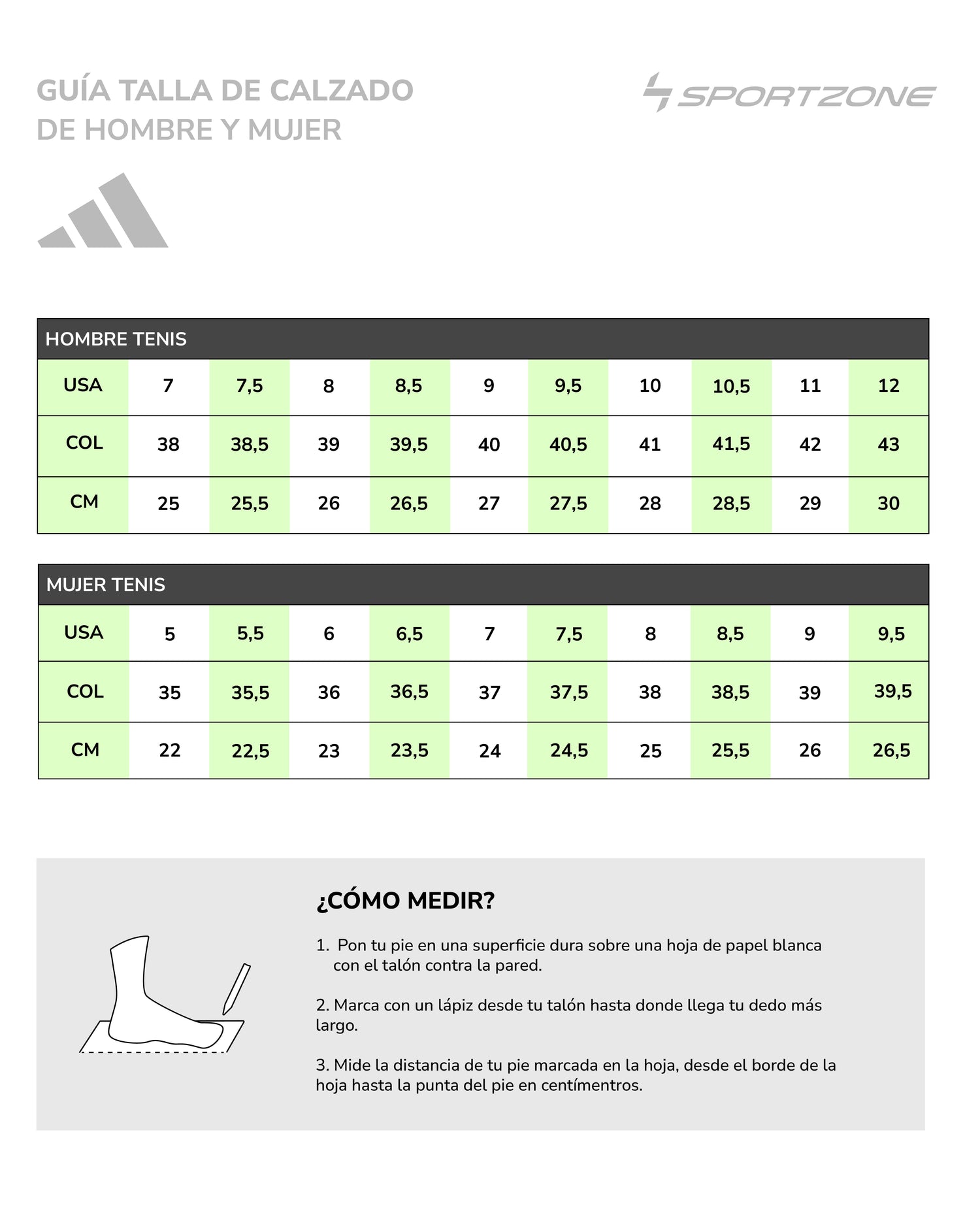Guía de Tallas Adidas