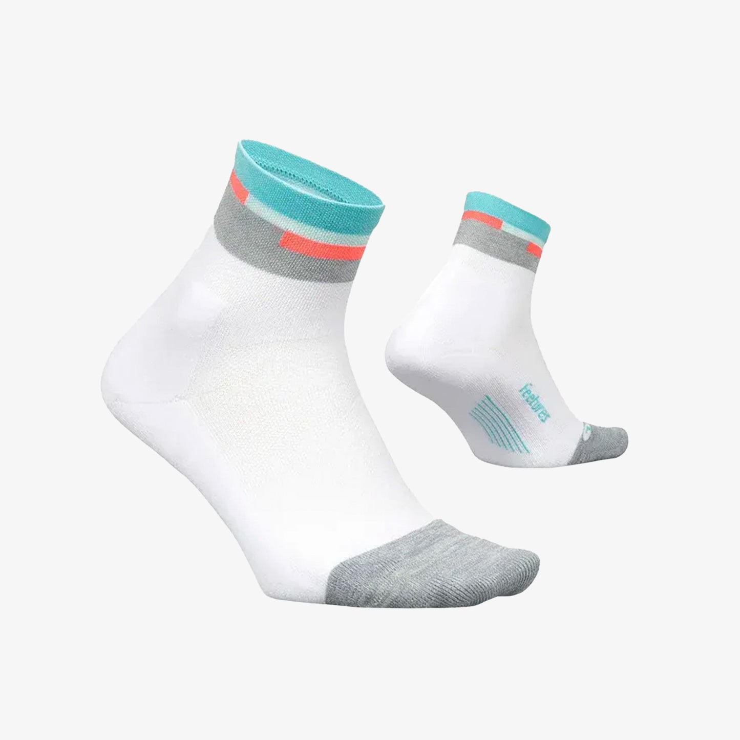 Medias Feetures Elite Light Cushion Quarter Unisex Blanco
