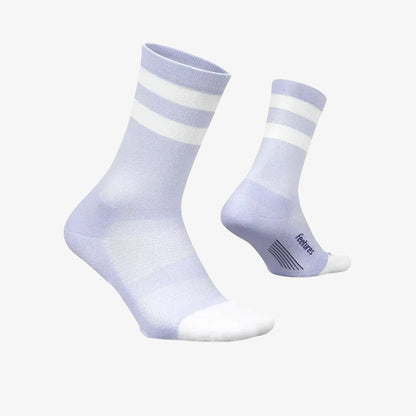 Medias Feetures  Elite Light Cushion Crew Unisex Lila Blanco