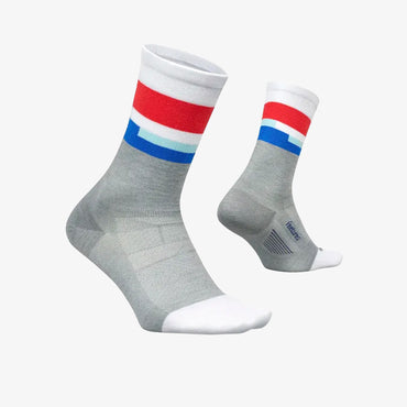 Medias Feetures Elite Light Cushion Crew Unisex Gris Rojo