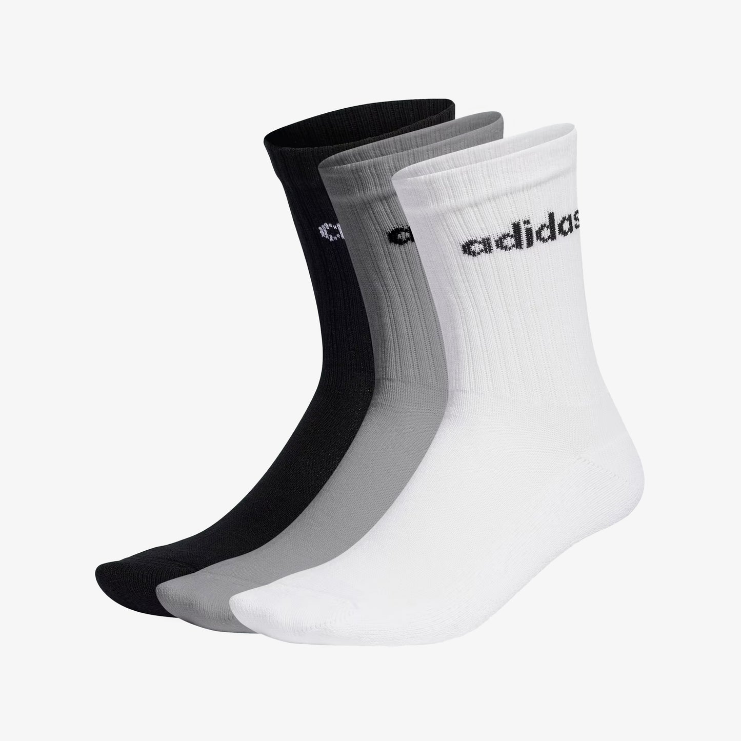 Medias Adidas Linear Crew Unisex Blanco Gris Negro
