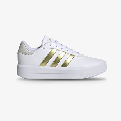 Tenis Adidas Court Plataforma Mujer Blanco Dorado
