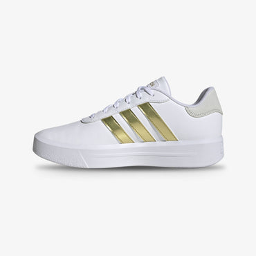 Tenis Adidas Court Plataforma Mujer Blanco Dorado