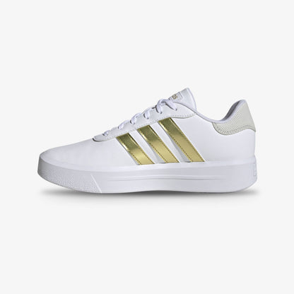 Tenis Adidas Court Plataforma Mujer Blanco Dorado