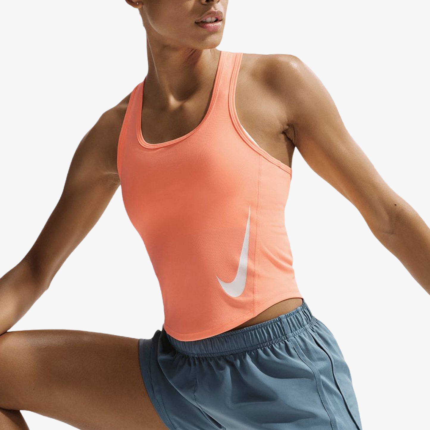 Camiseta Nike Tempo Swoosh Run Df Tank Mujer Naranja