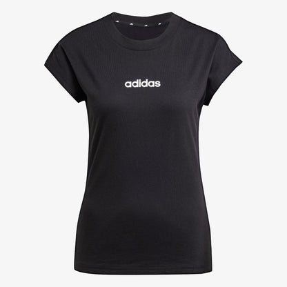 Camiseta de Algodón Essentials Linear Adidas Mujer Negro