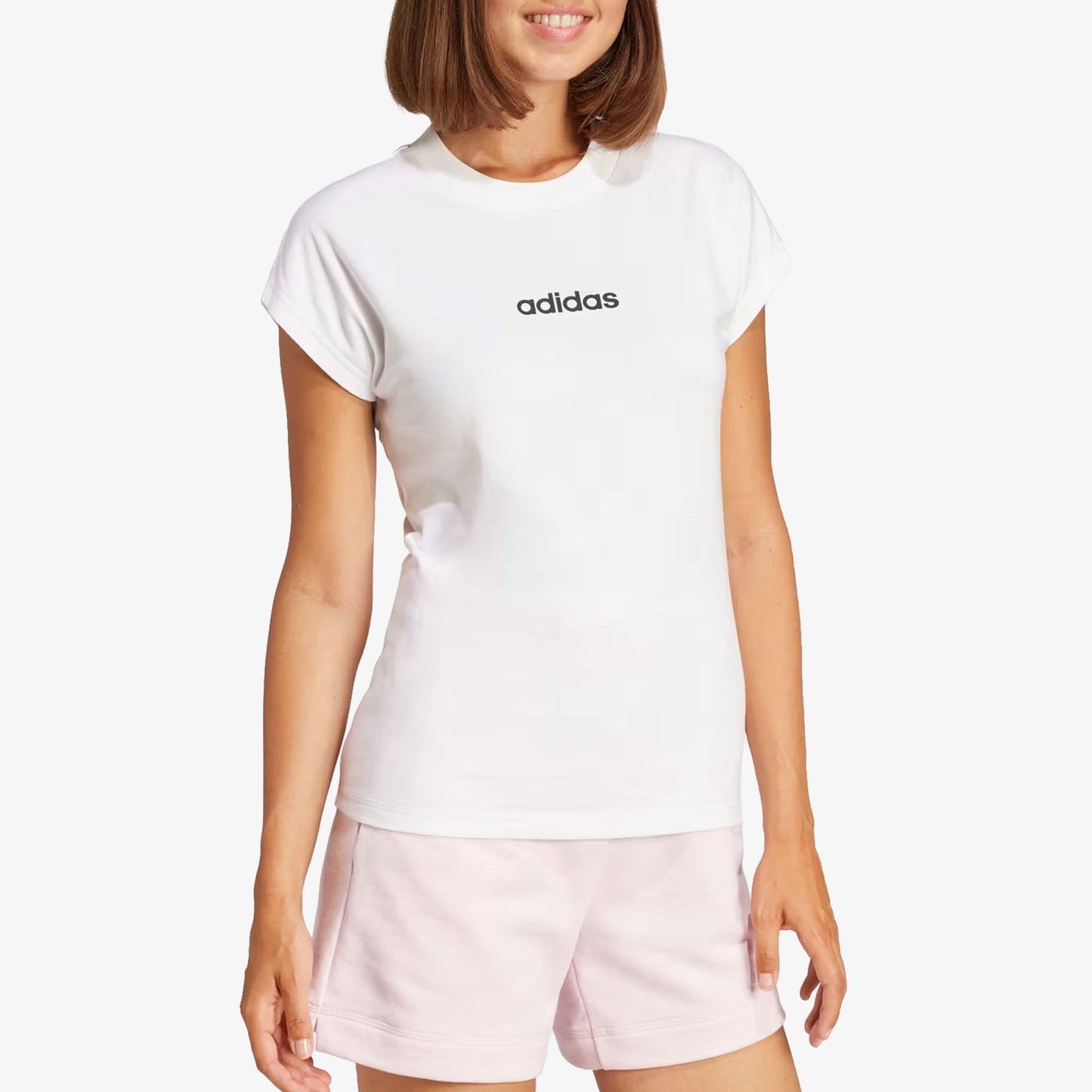Camiseta de Algodón Essentials Linear Adidas Mujer Blanco
