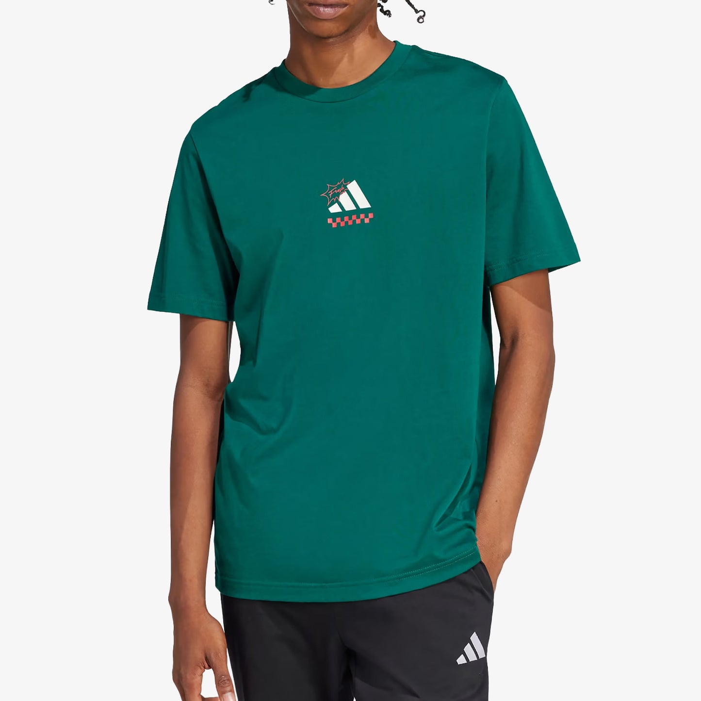 Camiseta Adidas Lounge Pizza Hombre Verde Estampada