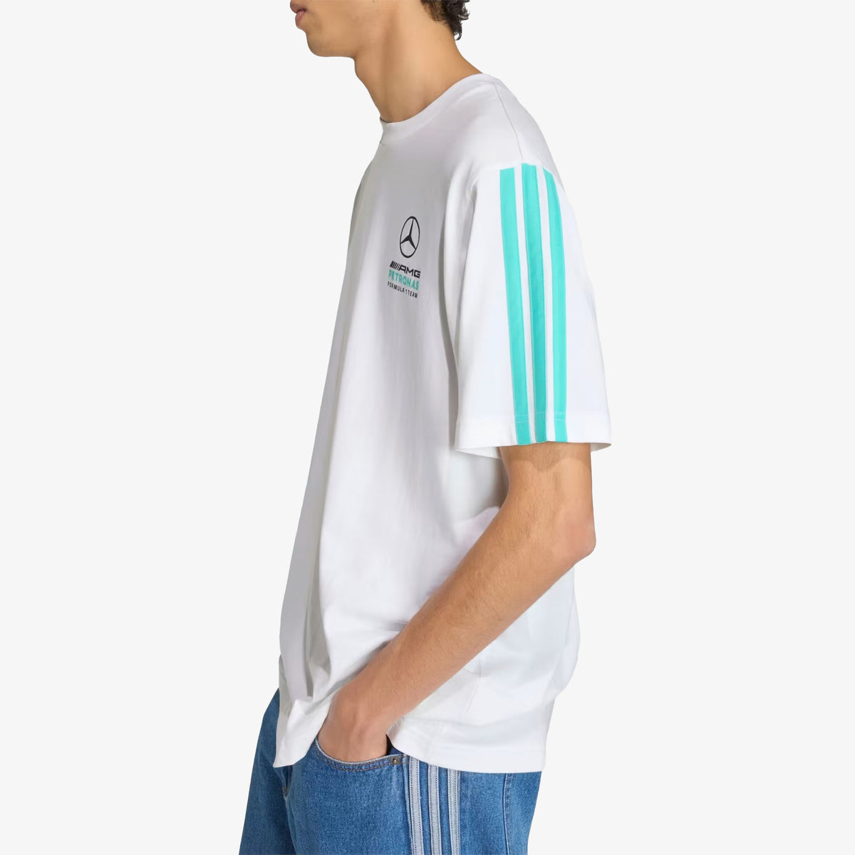 Camiseta Adidas Dna Mercedes Hombre Blanco Azul