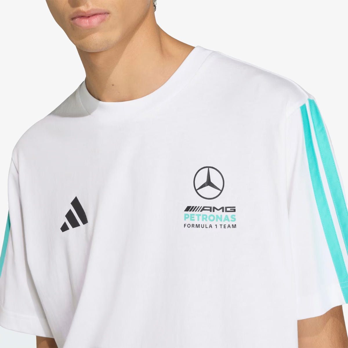 Camiseta Adidas Dna Mercedes Hombre Blanco Azul