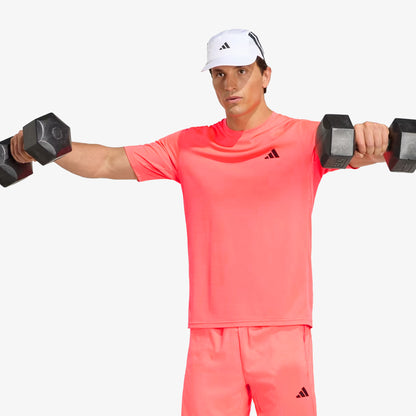 Camiseta Adidas Workout Essentials Hombre Coral Neón
